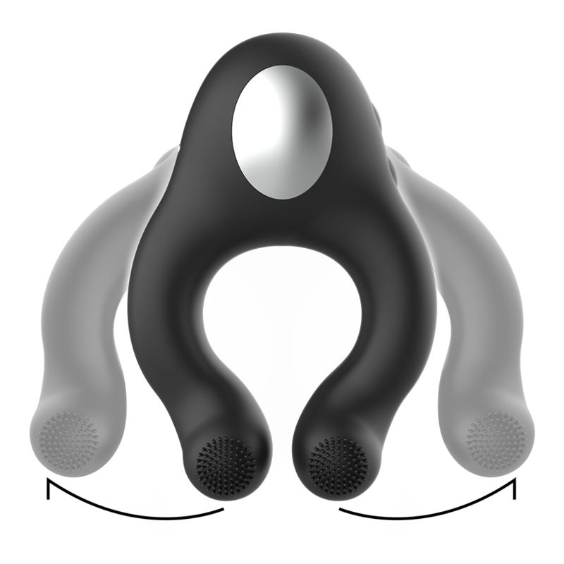 Black & Silver Licking Anello Vibrante con Lingua Ricaricabile Nero – immagine 4