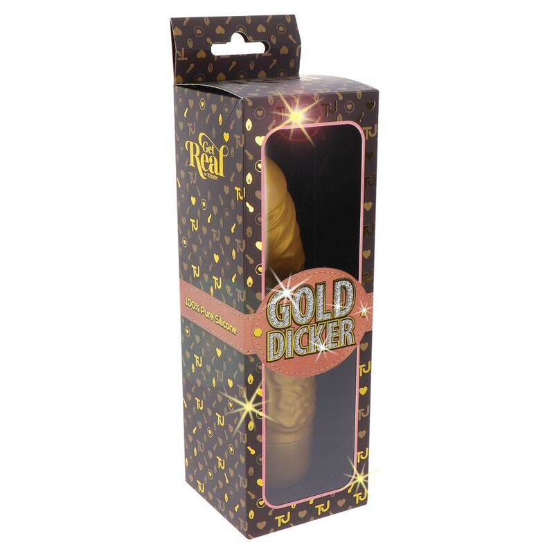 Get Real Gold Dicker Stim Vibratore Realistico Oro con Stimolatore Clitoride – immagine 8