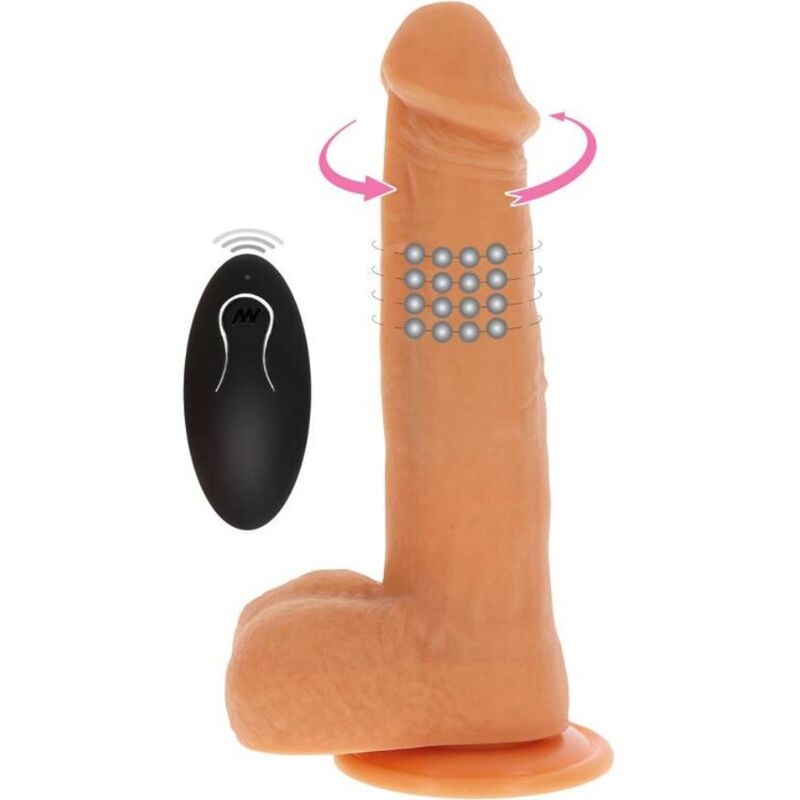 Get Real Naked Dildo Vibrante con Perline Rotanti e Ventosa