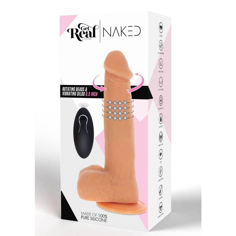 Get Real Naked Dildo Vibrante con Perline Rotanti e Ventosa – immagine 6