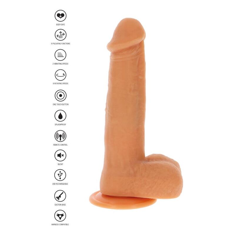 Get Real Naked Dildo Vibrante con Perline Rotanti e Ventosa – immagine 4