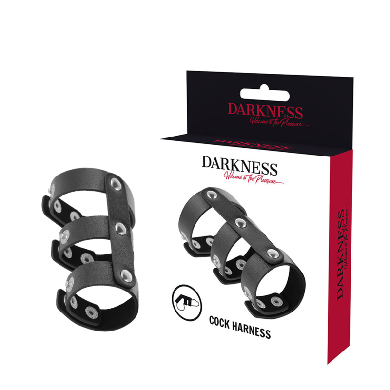 Darkness Doppio Anello Regolabile in Similpelle per Pene e Testicoli