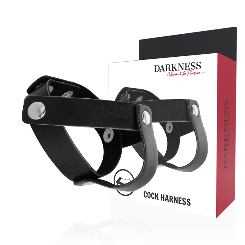 Darkness Anello Pene e Testicoli in Pelle con Rivetti