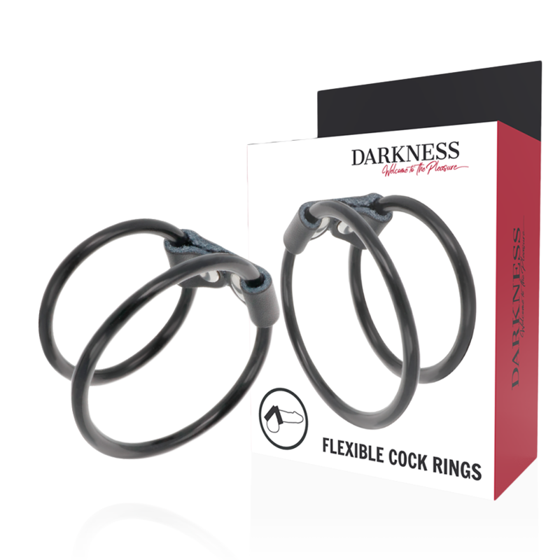 Darkness Doppio Anello per Pene in Pelle