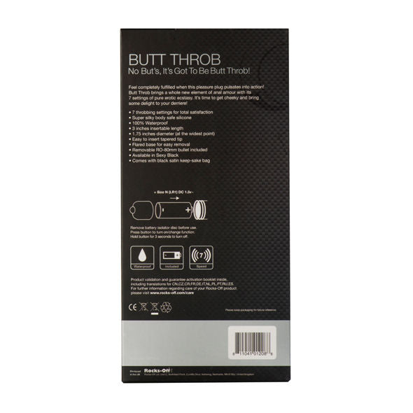 Rocks-Off Butt Throb Vibratore Anale 7 Velocità Nero – immagine 3