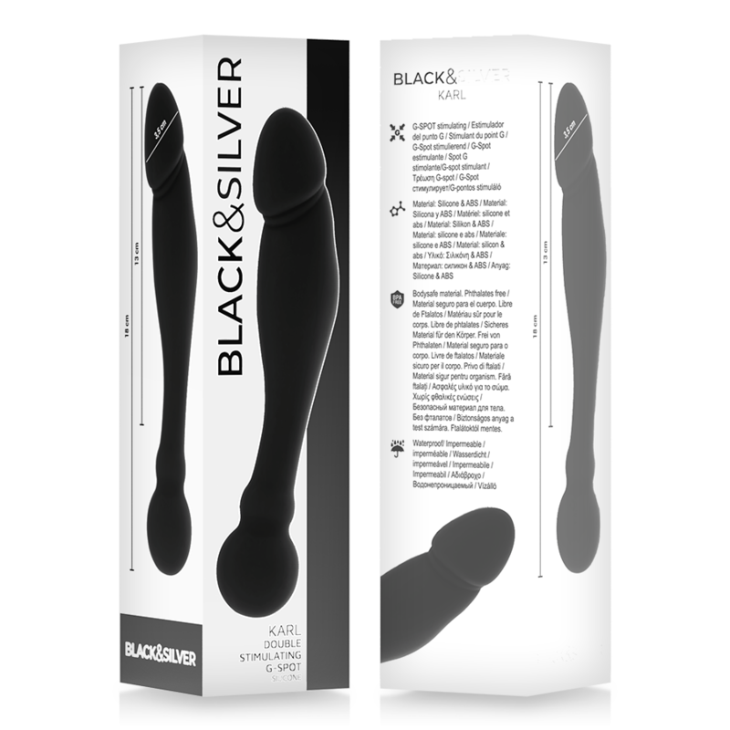 Black&Silver Karl Dildo Punto G Doppia Densità 18 cm – immagine 5