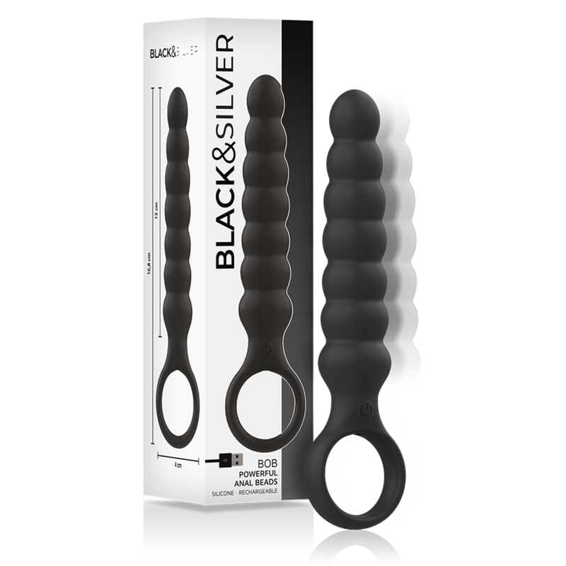Black&Silver Bob Plug Anale Vibrante a Sfere in Silicone