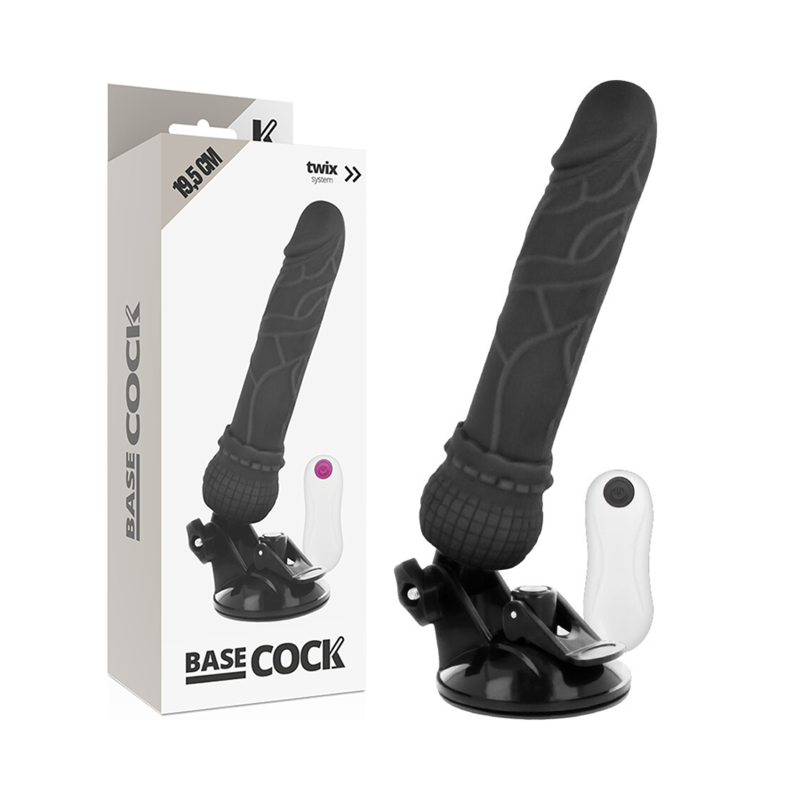 Basecock Vibratore Realistico con Telecomando Nero 19,5 cm