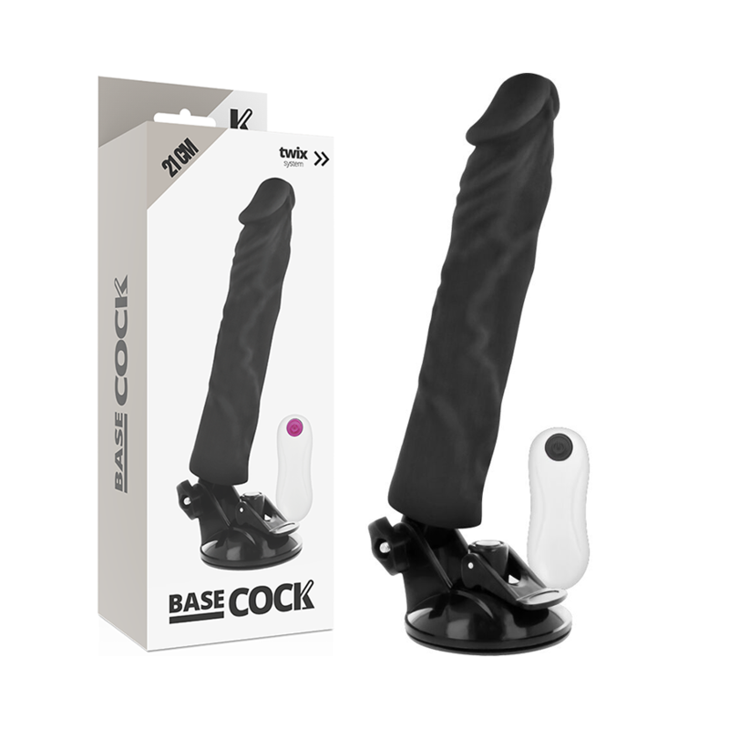Basecock Vibratore Realistico con Telecomando Nero 21 cm