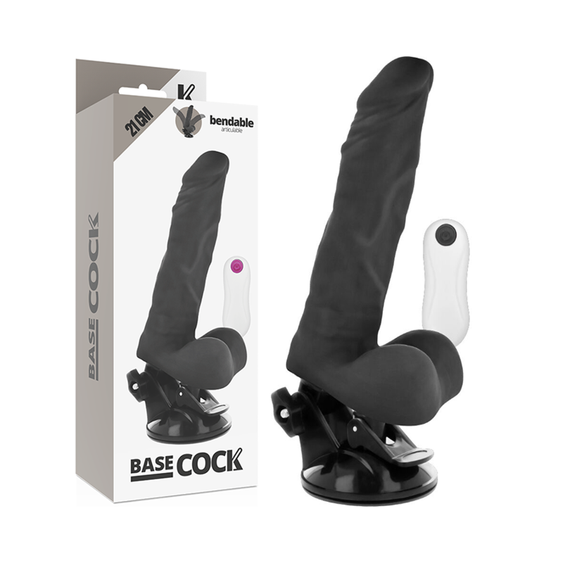 Basecock Vibratore Realistico Snodabile con Telecomando Nero 21 cm
