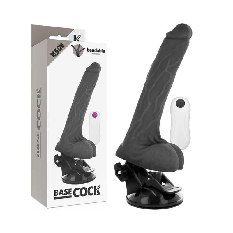 Basecock Vibratore Realistico Snodabile con Telecomando Nero 18,5 cm