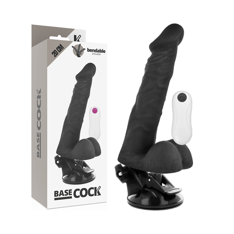 Basecock Vibratore Realistico Snodabile con Telecomando Nero 20 cm