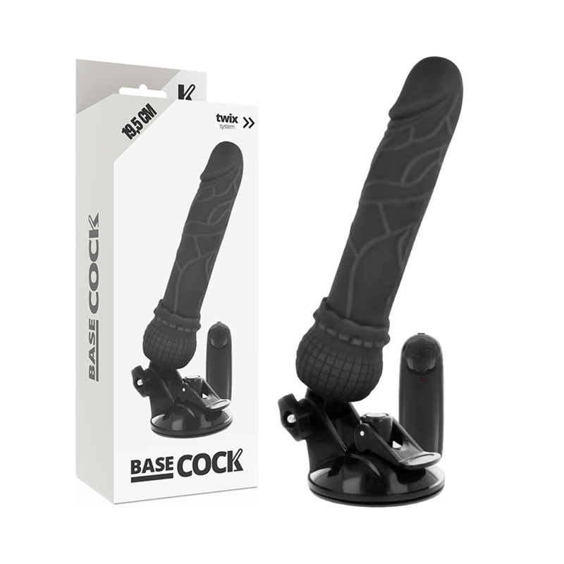 Basecock Vibratore Realistico con Telecomando Nero 19,5 cm Velocità Regolabile