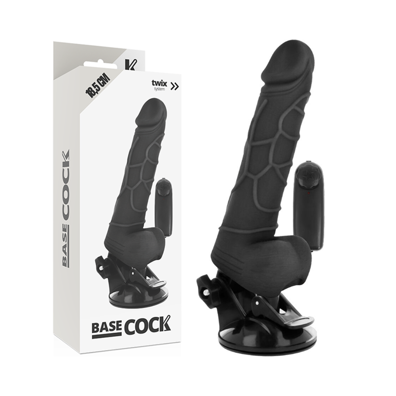 Basecock Vibratore Realistico con Telecomando Nero 18,5 cm Velocità Regolabile