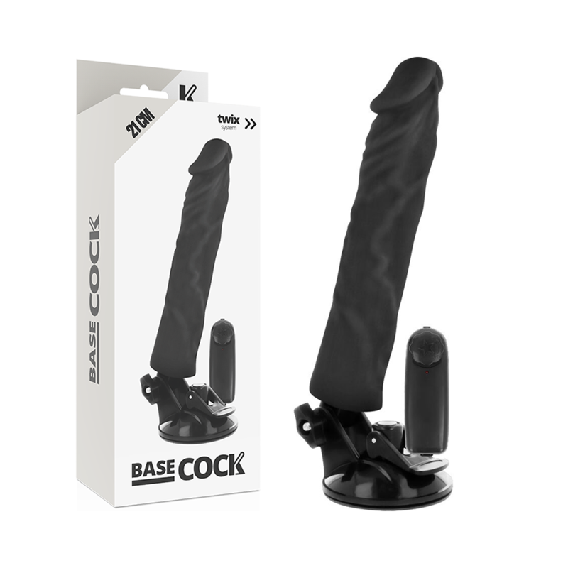 Basecock Vibratore Realistico con Telecomando Nero 21 cm Velocità Regolabile