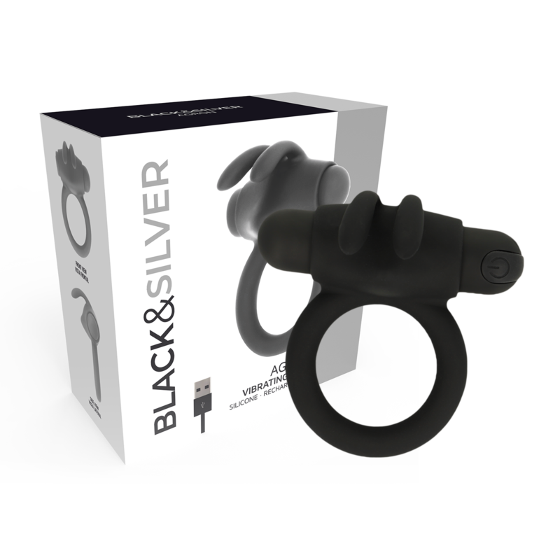 Black & Silver Agron 2.0 Anello Vibrante Ricaricabile