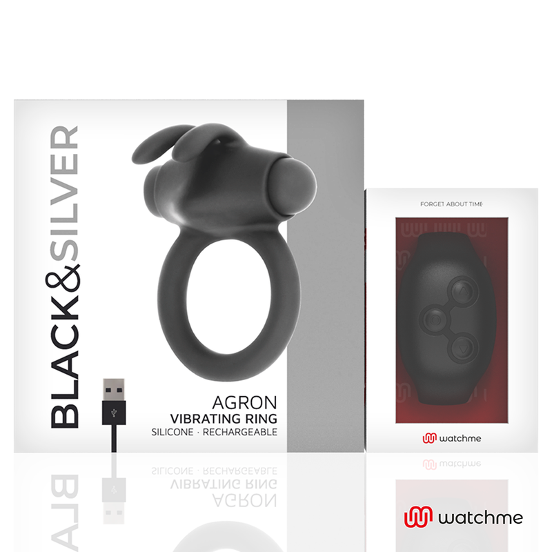 Black & Silver AgronMe Anello Vibrante Ricaricabile con Telecomando a Orologio Nero – immagine 7