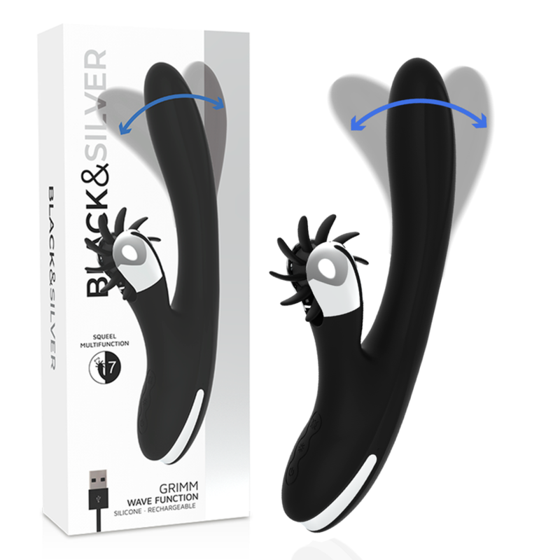 Black&Silver Bunny Grimm Vibratore Rabbit con Funzione Onda