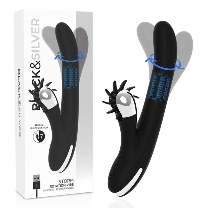 Black&Silver Bunny Storm Vibratore Rabbit Rotante
