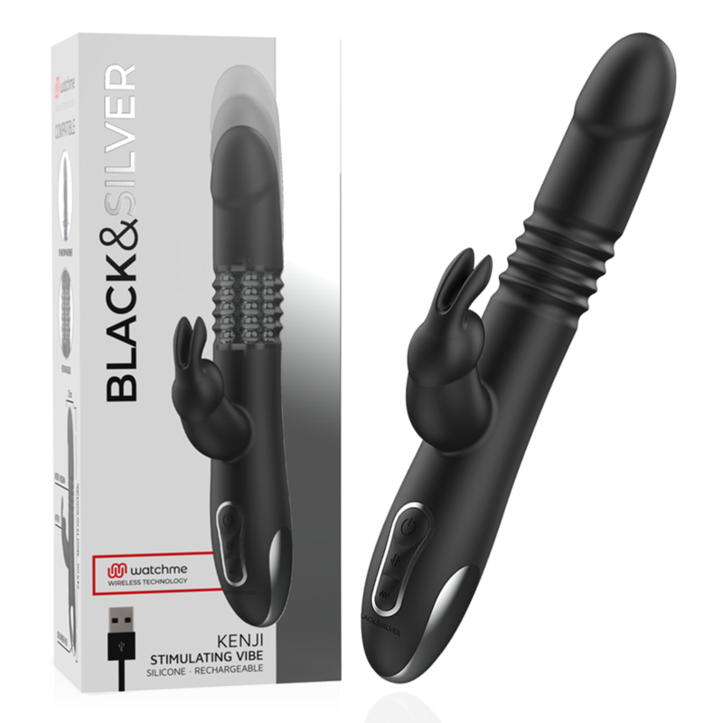 Black&Silver Kenji Vibratore Rabbit Su e Giù con Telecomando WatchMe – immagine 2