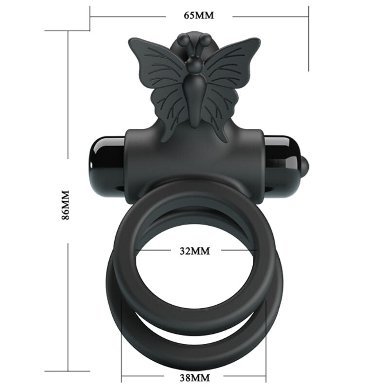 Pretty Love Doppio Anello Vibrante con Farfalla Ricaricabile – immagine 10