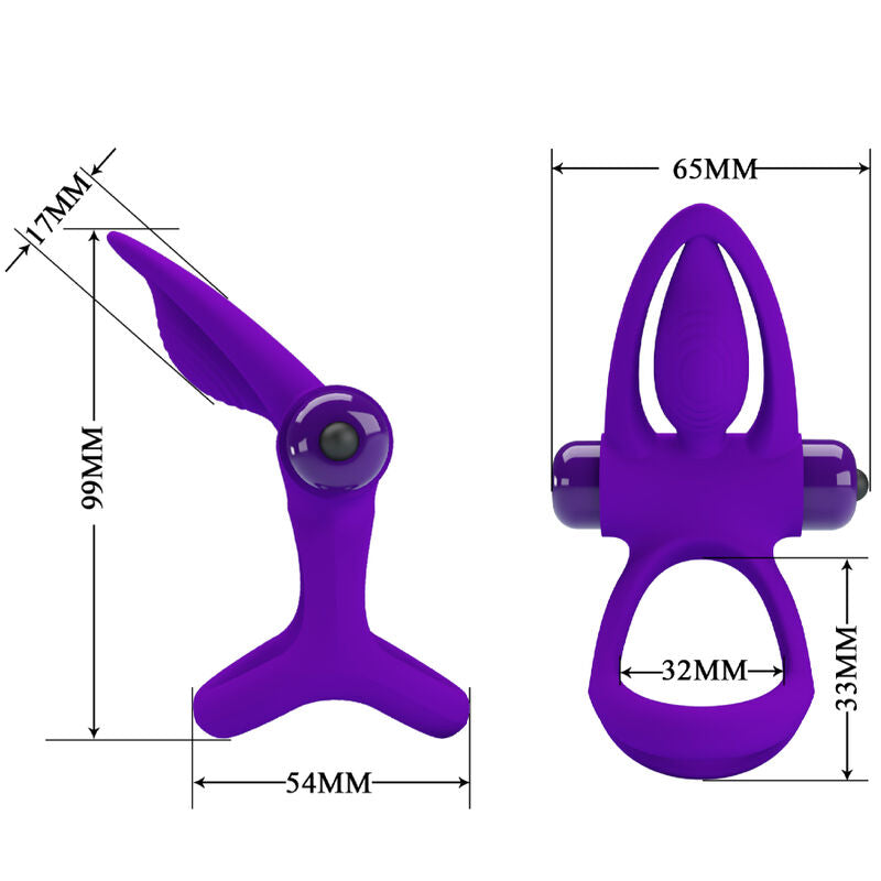 Pretty Love Anello Vibrante con Setole e Delfino Viola – immagine 6