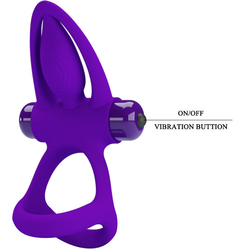 Pretty Love Anello Vibrante con Setole e Delfino Viola – immagine 7