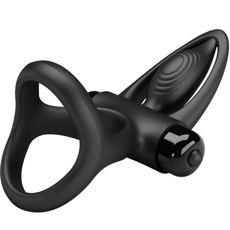 Pretty Love Anello Vibrante con Setole e Delfino Nero – immagine 5