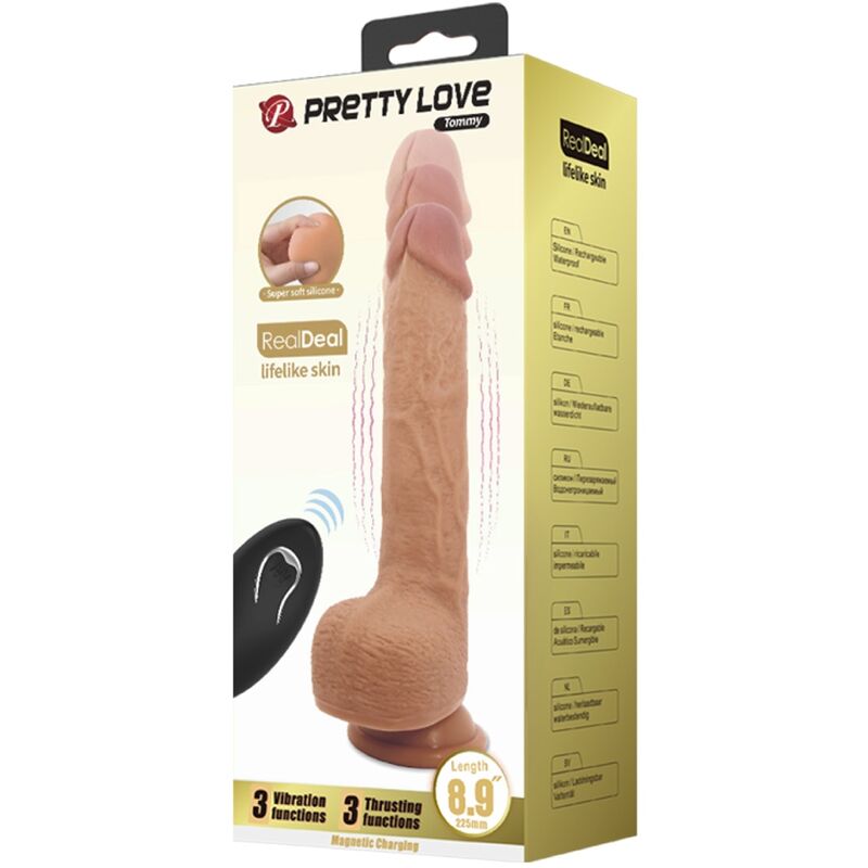 Pretty Love Tommy Vibratore Realistico con Spinta e Ventosa 22,5 cm – immagine 7