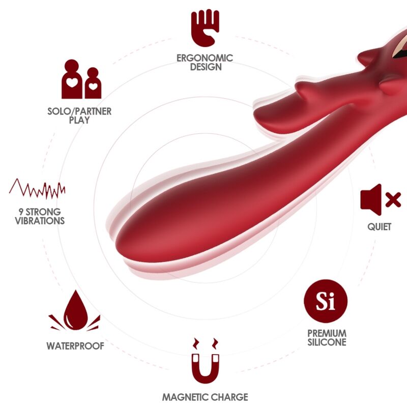 Armony Elk Vibratore Rabbit Rotante Curvo Rosso