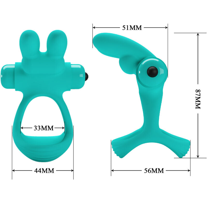 Pretty Love Dante Doppio Anello Vibrante Coniglietto Verde – immagine 4