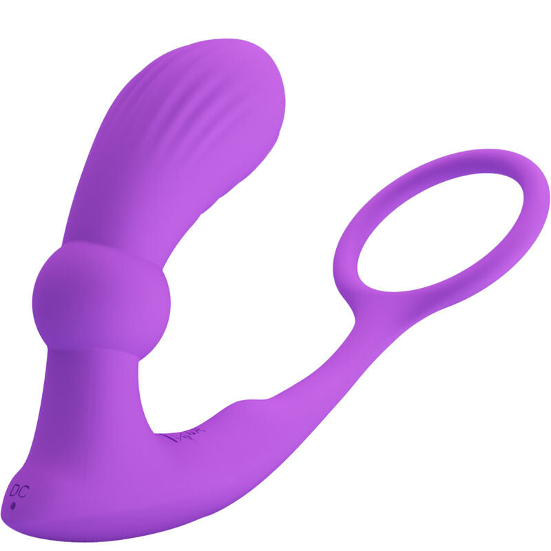 Pretty Love Warren Anello Pene con Plug Anale Vibrante e Impulsi Viola