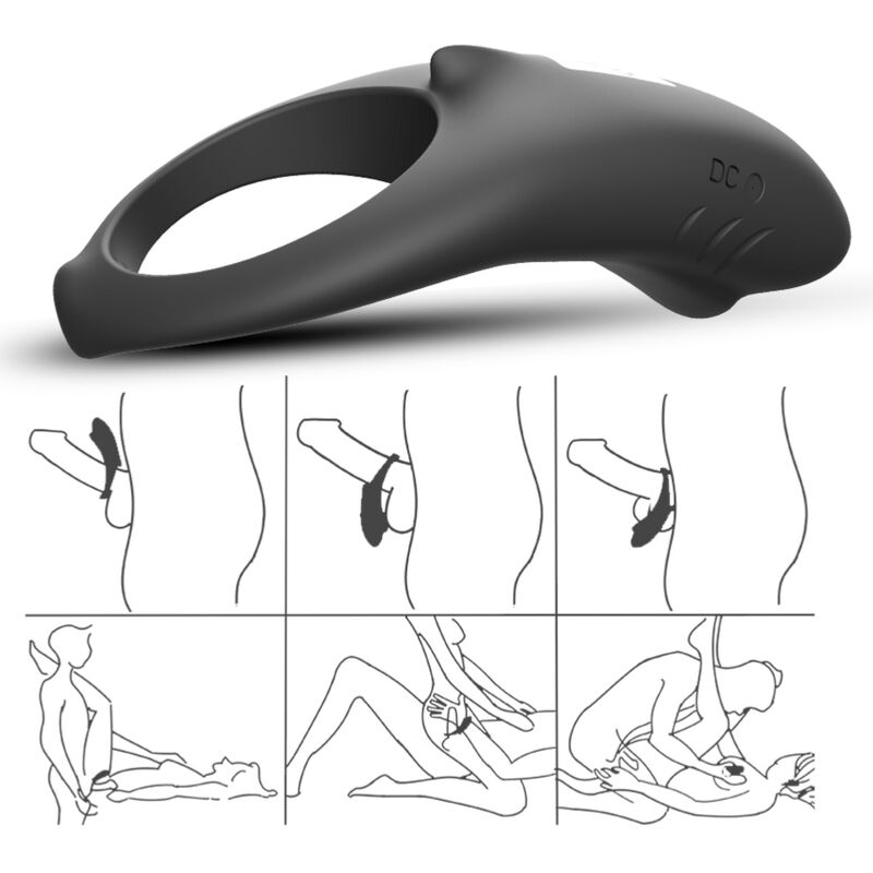 Armony Shark Anello Vibrante di Coppia Nero – immagine 5
