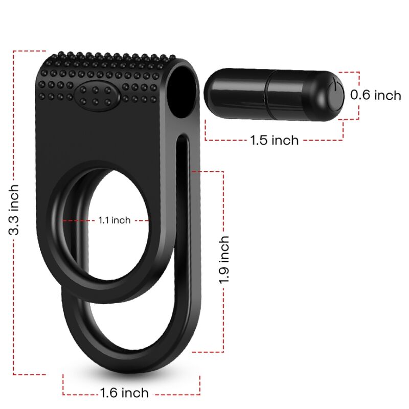 Armony Twins Doppio Anello con Bullet Vibrante Nero – immagine 3