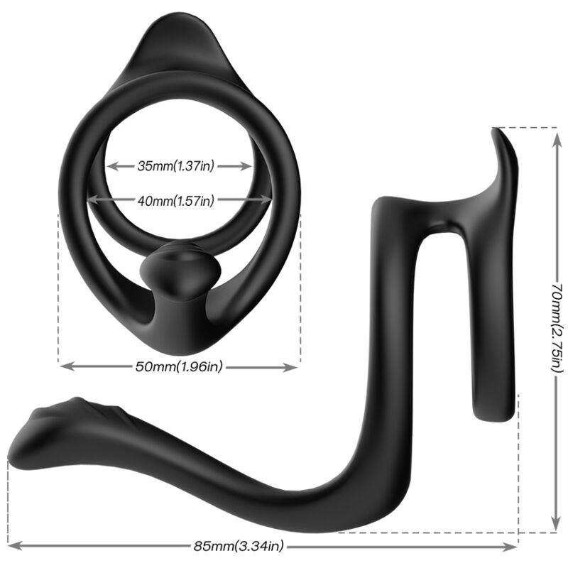 Armony Doppio Anello con Coda Nero – immagine 2
