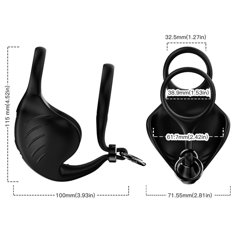 Armony Manta Anello Vibrante per Scroto con Telecomando Nero – immagine 3