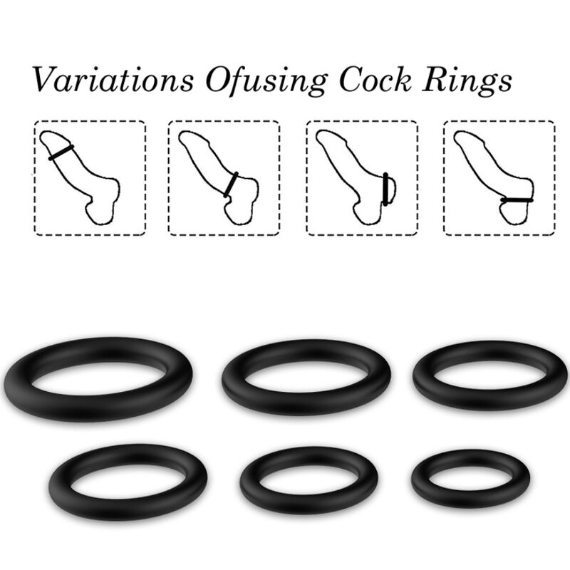 Armony Set 6 Anelli in Silicone Nero – immagine 3