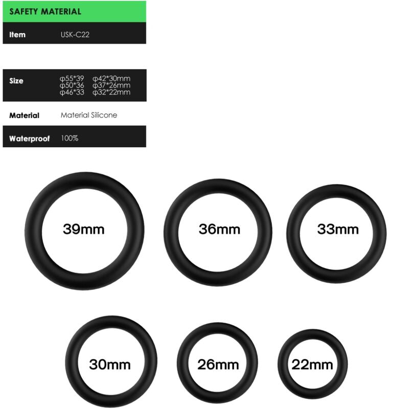 Armony Set 6 Anelli in Silicone Nero – immagine 2