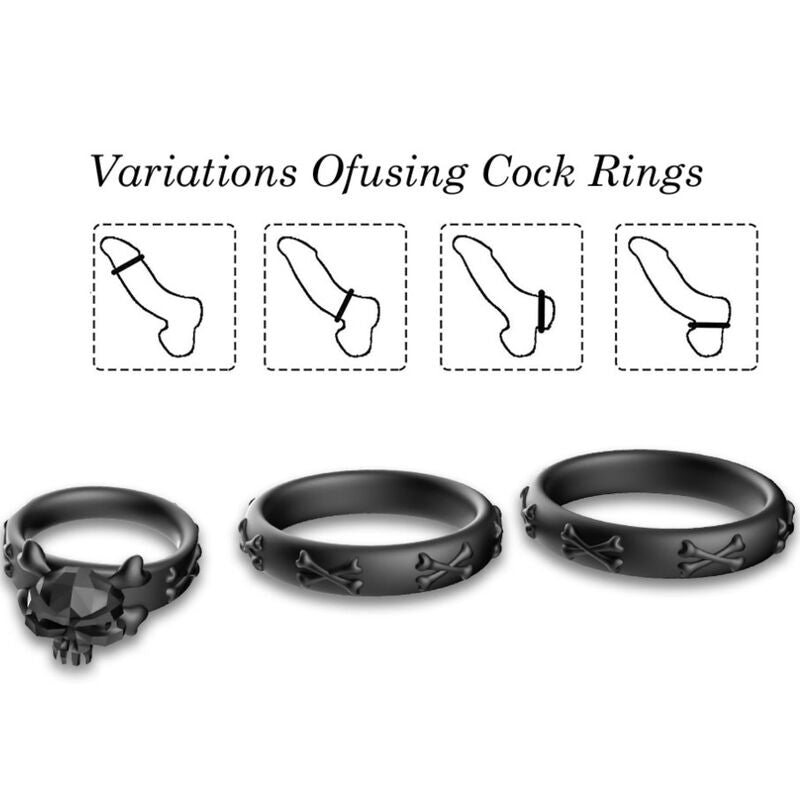 Armony Calavera Set Anelli con Teschio in Silicone Nero – immagine 3