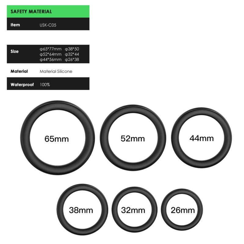 Armony Set 6 Anelli di Chiusura in Silicone Nero – immagine 2