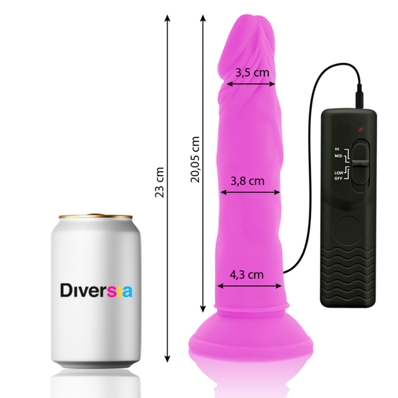 Diversia Dildo Vibrante Flessibile Viola 23 cm con Ventosa – immagine 2