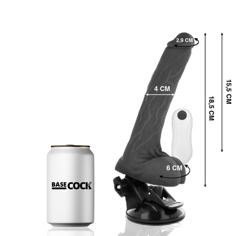 Basecock Vibratore Realistico Snodabile con Telecomando Nero 18,5 cm – immagine 2
