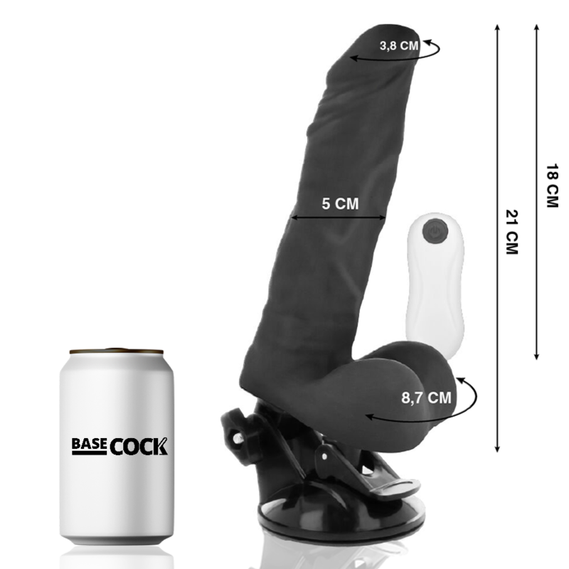Basecock Vibratore Realistico Snodabile con Telecomando Nero 21 cm – immagine 2