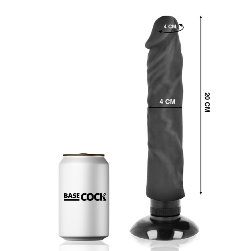 Basecock Vibratore Realistico 2 in 1 Nero 20 cm – immagine 2