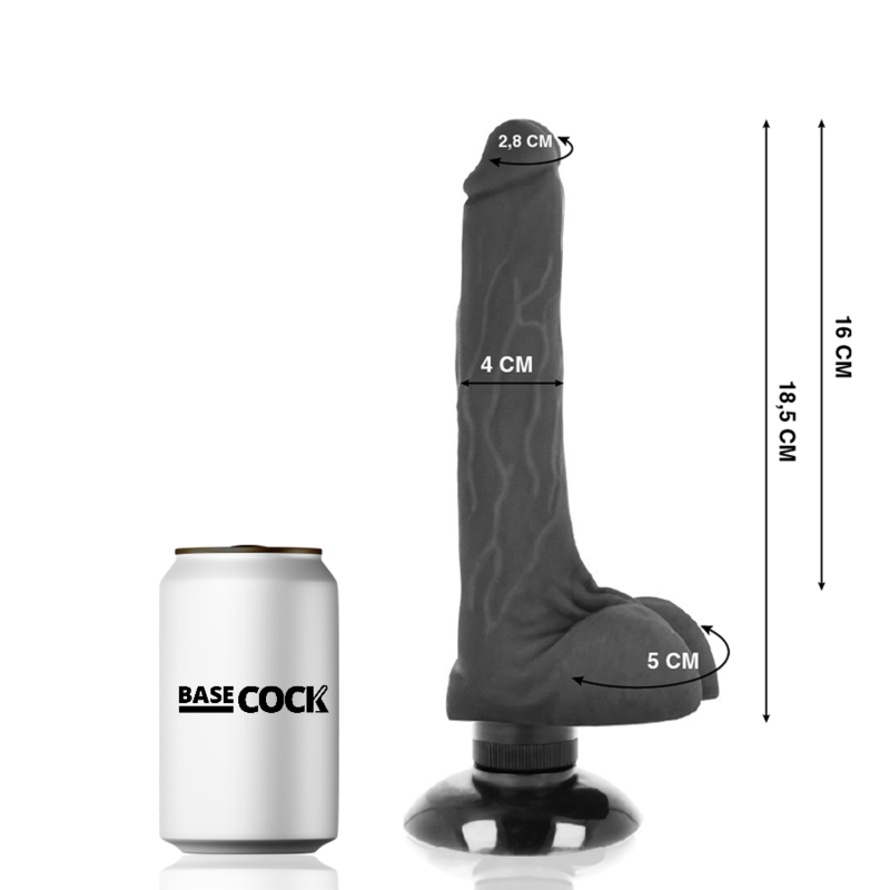Basecock Vibratore Realistico 2 in 1 Nero 18,5 cm – immagine 2