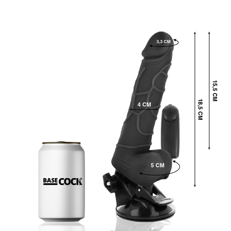 Basecock Vibratore Realistico con Telecomando Nero 18,5 cm Velocità Regolabile – immagine 2