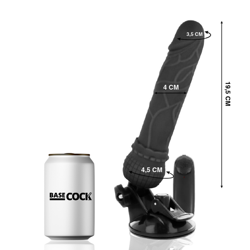 Basecock Vibratore Realistico con Telecomando Nero 19,5 cm Velocità Regolabile – immagine 2