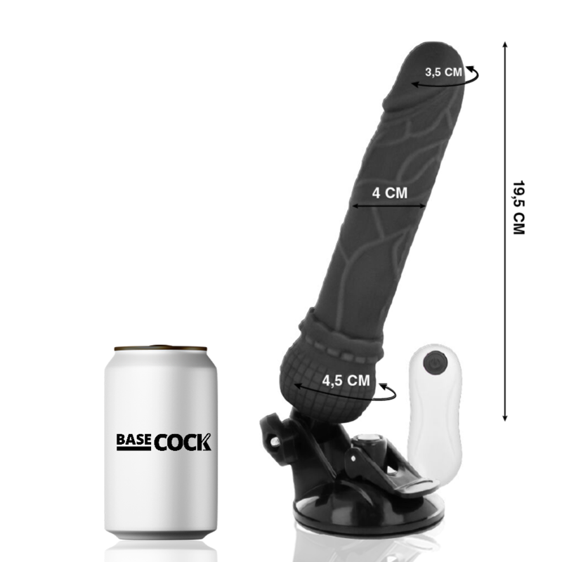 Basecock Vibratore Realistico con Telecomando Nero 19,5 cm – immagine 2