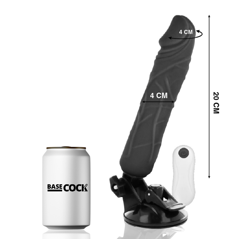 Basecock Vibratore Realistico con Telecomando Nero 20 cm – immagine 2