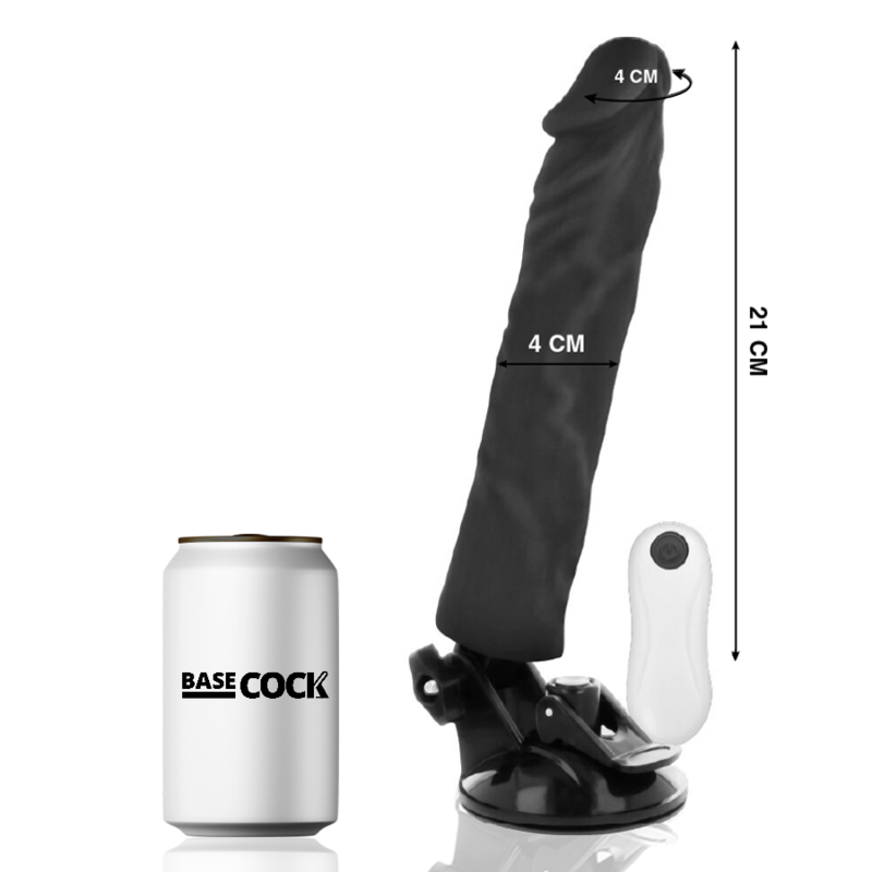 Basecock Vibratore Realistico con Telecomando Nero 21 cm – immagine 2